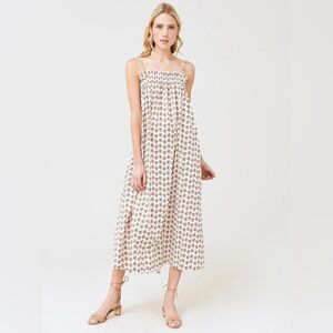 Tory Burch White Dress with Brown Floral Print 8